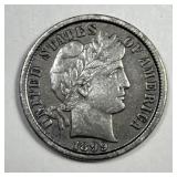 1899 Barber Silver Dime Very Fine VF details