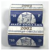 2002 P & D Kennedy Mint Wrapped Roll Set BU