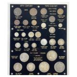 19th Century Type Set 27 Coins in Capitol Holder