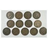Bakers Dozen of Indian Head Cents From The 1880