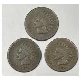 1865 1875 1876 Indian Head Cent Trio