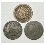 1864 1873 1874 Indian Head Cent Trio