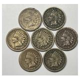 Lot of 7 Early Date Copper-Nickel Indian Cents