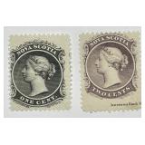 CANADA NOVA SCOTIA: 1860 1c 2c Pair Sc# 8 & 9 Mint