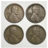 1916-D & Three 1916-S Lincoln Wheat Cents