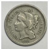 1868 Three Cent Nickel 3cN Good G+
