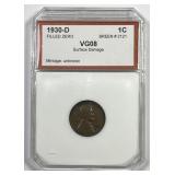1930-D Lincoln Cent Filled Zero Very Good VG