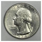 1934-D Washington Silver Quarter Choice AU