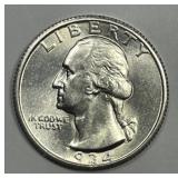 1934 Washington Silver Quarter Uncirculated BU