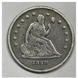 1840-O Seated Liberty Silver Quarter Fine F