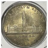 CANADA: 1939 Silver Dollar Parliament Bldg AU
