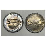 CANADA: Pair 1967 Cougar Centennial Silver 25c