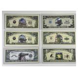 Six Modern Novelty Money Notes