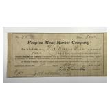 1915 Peoples Meat Market Capitol Stock Certificate