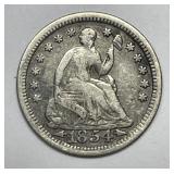 1854 Seated Liberty Silver Half Dime H10c Fine F