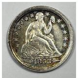 1853 Seated Liberty Silver Dime Extra Fine XF