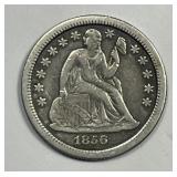 1856-O Seated Liberty Silver Dime Very Good VG+