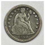 1852 Seated Liberty Silver Dime Fine F
