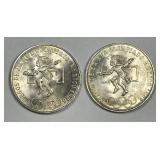 MEXICO: 1968 Silver 25 Pesos Pair UNC