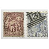 FRANCE: 1876 75c Sc# 75 Used + British Half Penny
