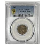 1862 Indian Head Cent PCGS AU detail