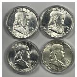 Lot of 4 Uncirculated 1963 Franklin Silver Halves
