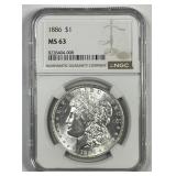1886 Morgan Silver $1 NGC MS-63