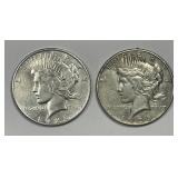 1926-S & 1928-S Peace Silver $1 Pair