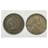 1909 Indian Head & 1909 VDB Lincoln Cent Pair