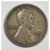 1909-S Lincoln Wheat Cent Semi Key Date Fine F
