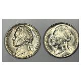 1943-P & 1945-S Silver Jefferson Nickel Pair UNC