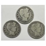 1912 P D S Barber Silver Half Trio