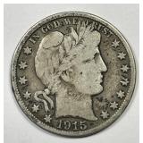 1915-D Barber Silver Half Very Good VG
