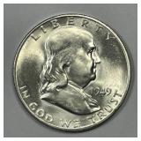 1949-S Franklin Silver Half  Choice AU+