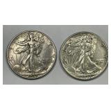 1939-D & 1943 Walking Liberty Half Pair XF/AU