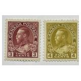 CANADA: 1912-15 3c & 4c Sc# 109 & 110 Mint