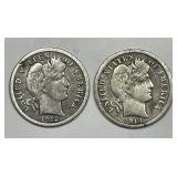 1912-D & 1914-D Barber Silver Dime Pair Fine F