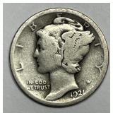 1921 Mercury Silver Dime KEY DATE Good G