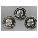 Three 1982 1/4 Oz Silver American Eagle Rounds
