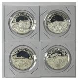 4 Firearm Related .999 Pure Silver Medals Lot B