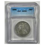1858 Seated Liberty Silver Half ICG AU55