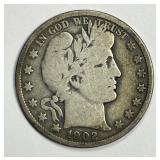 1902 Barber Silver Half Very Good VG