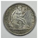 1871 Seated Liberty Silver Half AU details