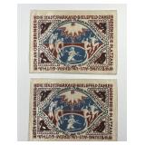 GERMANY: 1921 Silk Notgeld Bielfeld 25 Mark Pair