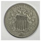 1867 Shield Nickel No Rays Variety Extra Fine XF