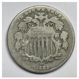 1883/2 Shield Nickel 3 over 2 Variety Good G