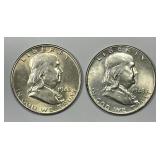 1948 Franklin Silver Half Pair About Uncirculated