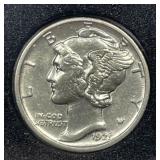 1929-S Mercury Silver Dime Uncirculated UNC det.