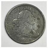 1804 Draped Bust Half Cent Plain 4 No Stems Fine