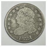 1821 Capped Bust Silver Dime Good G